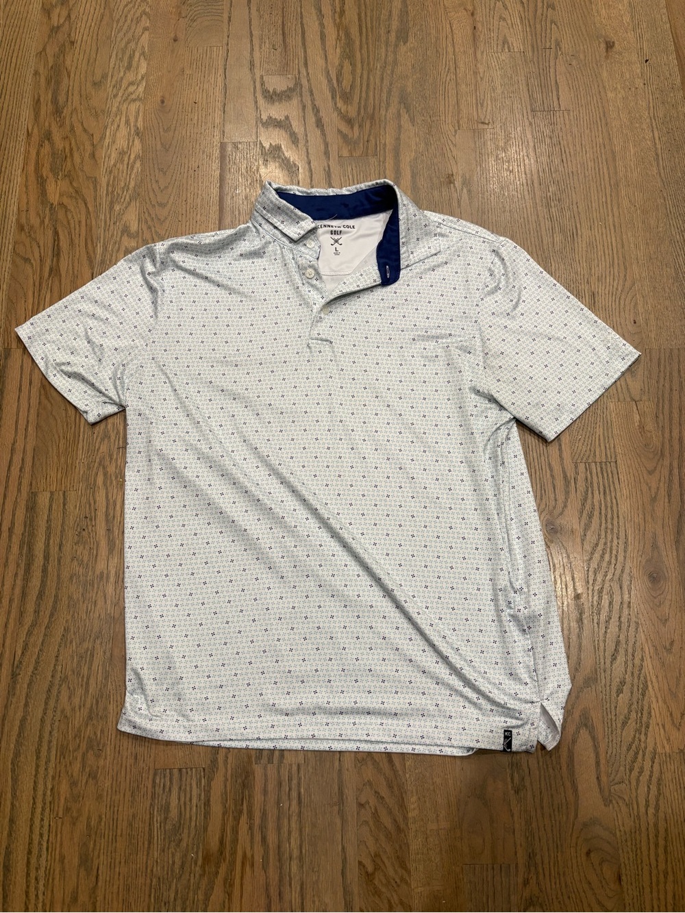 Kenneth Cole Golf White and Blue Polo Shirt